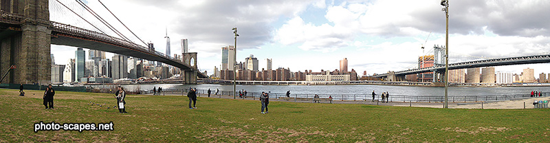 Бруклинский и Манхеттенский мосты, панорама, Нью-Йорк